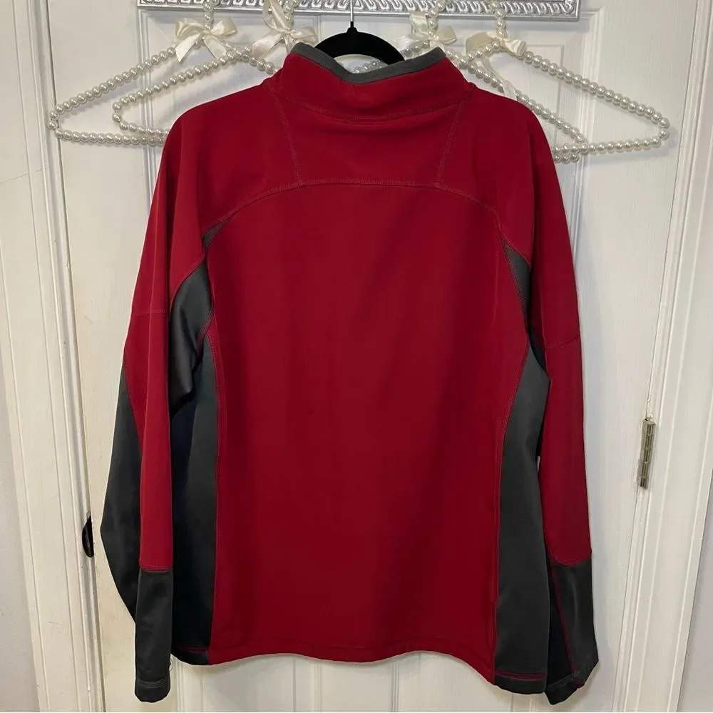The North Face Men's Red and Gray Soft Shell 1/4 Zip Fleece Lined Pullover